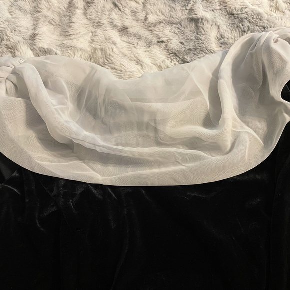 Night Way Collections Elegant VELVET Black and White Dress, size M,NWOT, VINTAGЕ - Picture 5 of 8